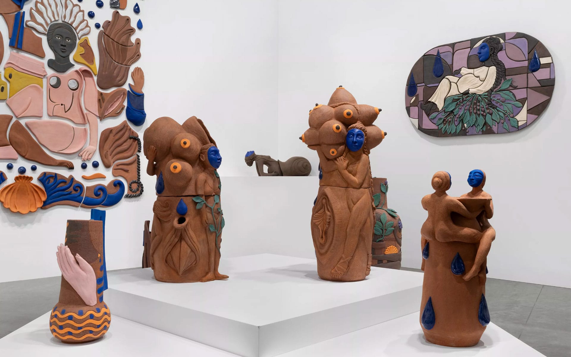 View of artworks in Art Basel booth.