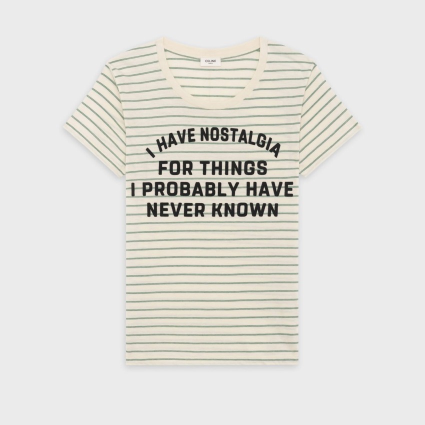 A David Kramer for Celine T-shirt in printed striped cotton jersey.