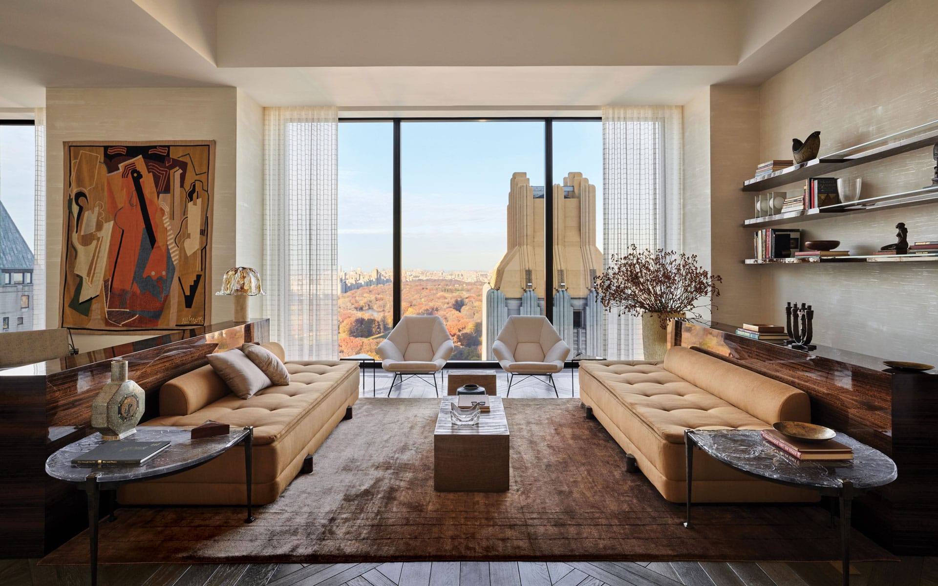 Living room with a NYC view.