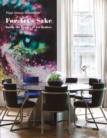 Book cover of "For Art’s Sake" by Tiqui Atencio Demirdjian featuring a conference table and a vibrant eye artwork.