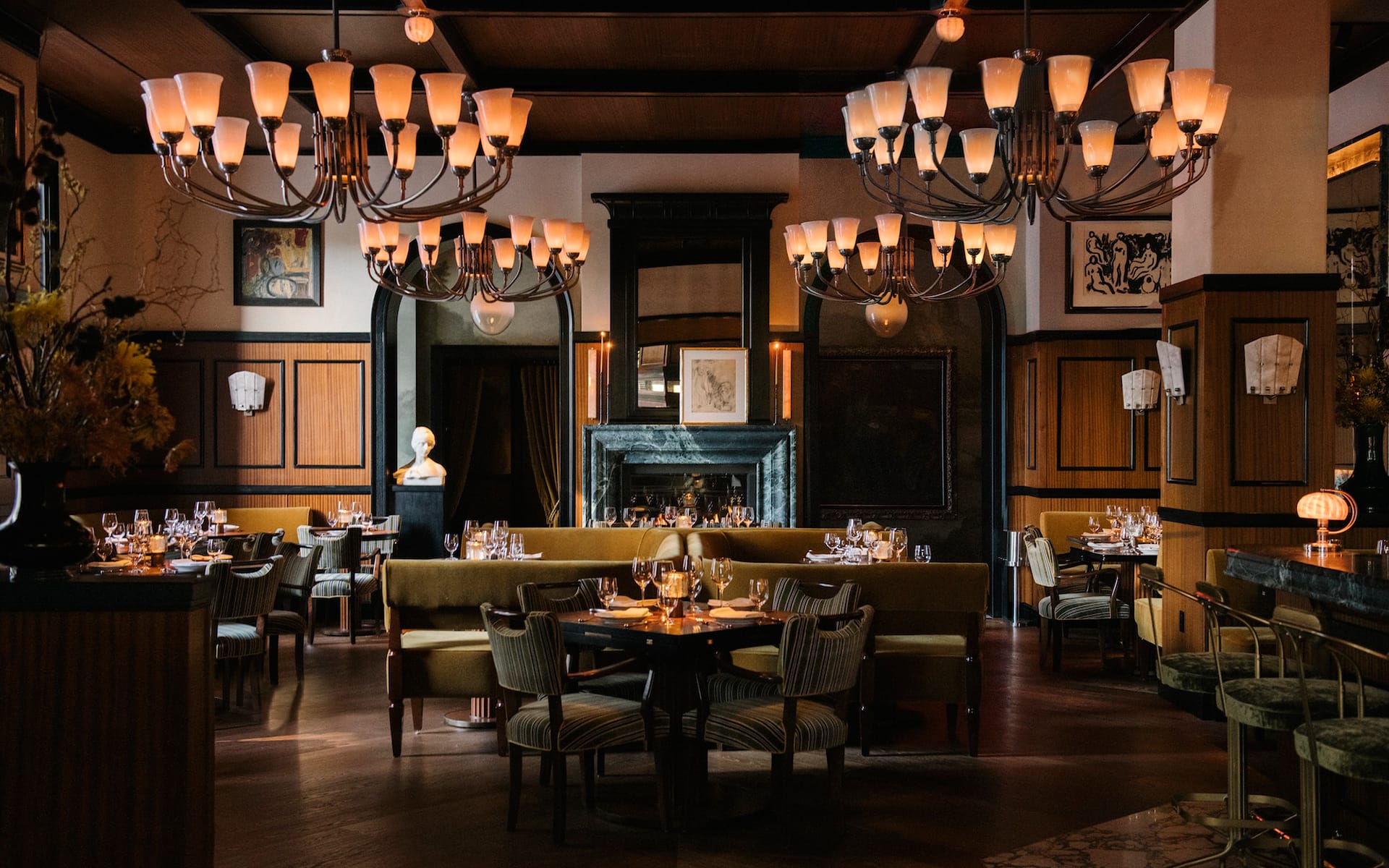 Locanda Verde’s new location at Hudson Yards designed by Roman and Williams.