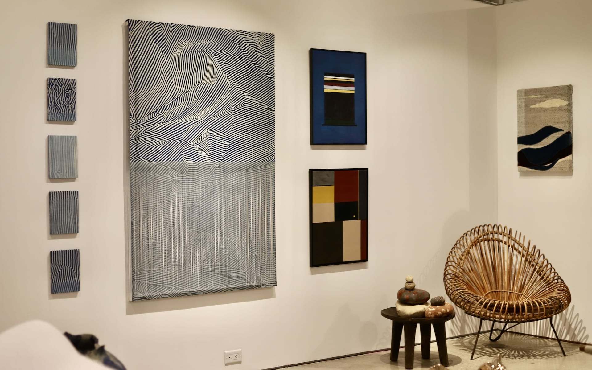 Indigo-dyed textiles by Yael Harnik.