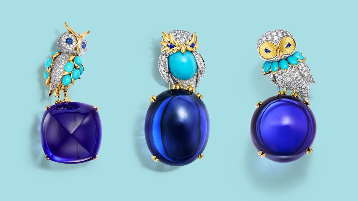 Tiffany & Co.'s trio of “owl on a rock” brooches
