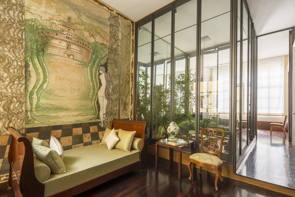 The home features hand-painted murals.