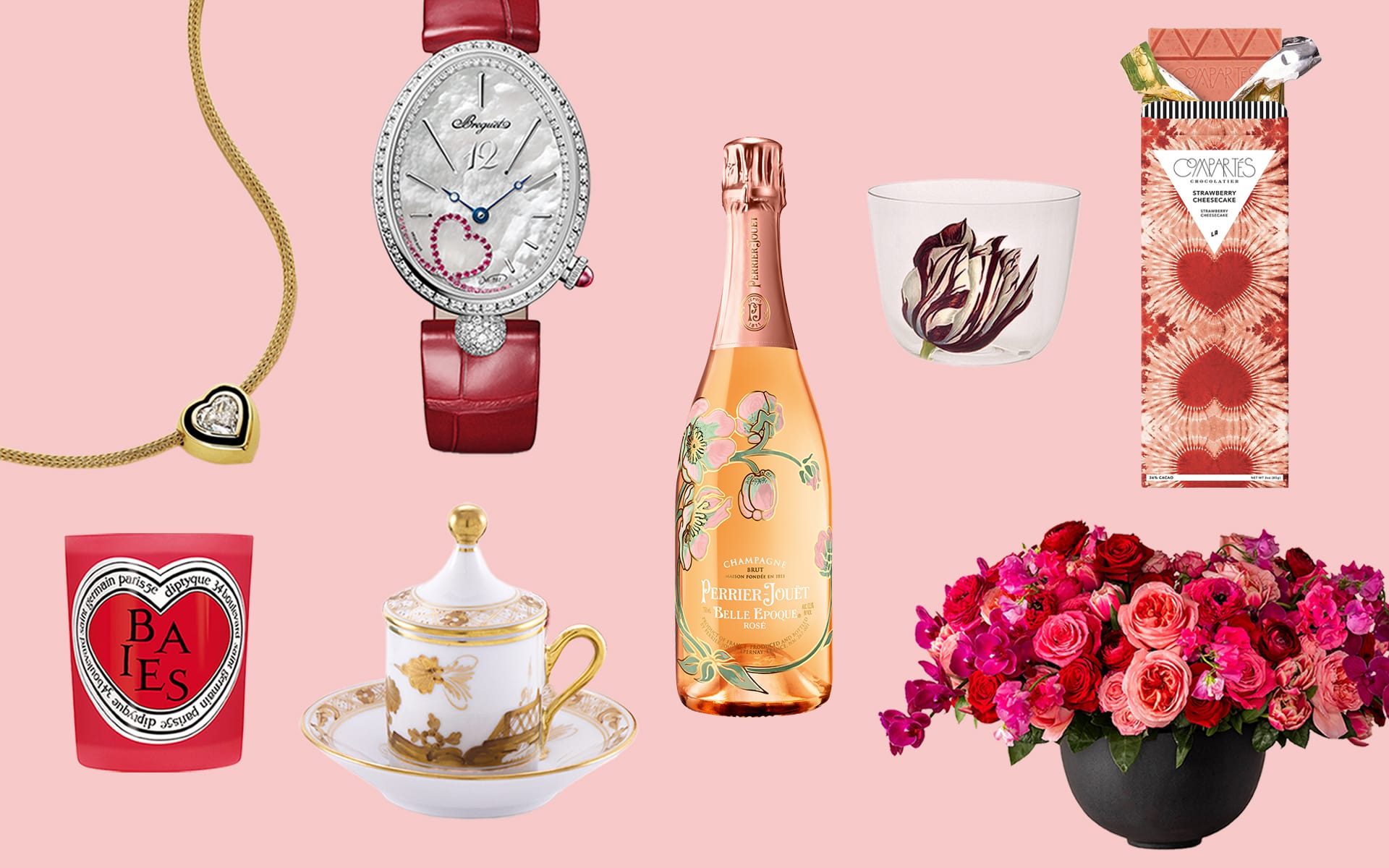 Valentine's gifts from Winston Flowers, Ginori, Diptyque, Louis Vuitton, Chanel, Loewe, and more.