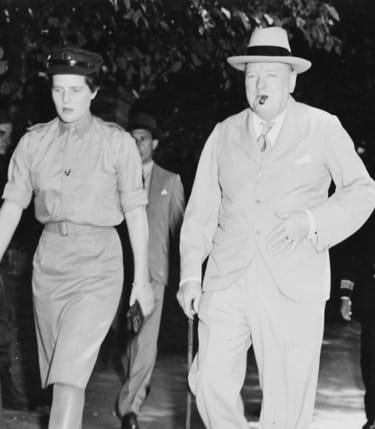 Lady Mary Soames, with her father, Sir Winston Churchill.