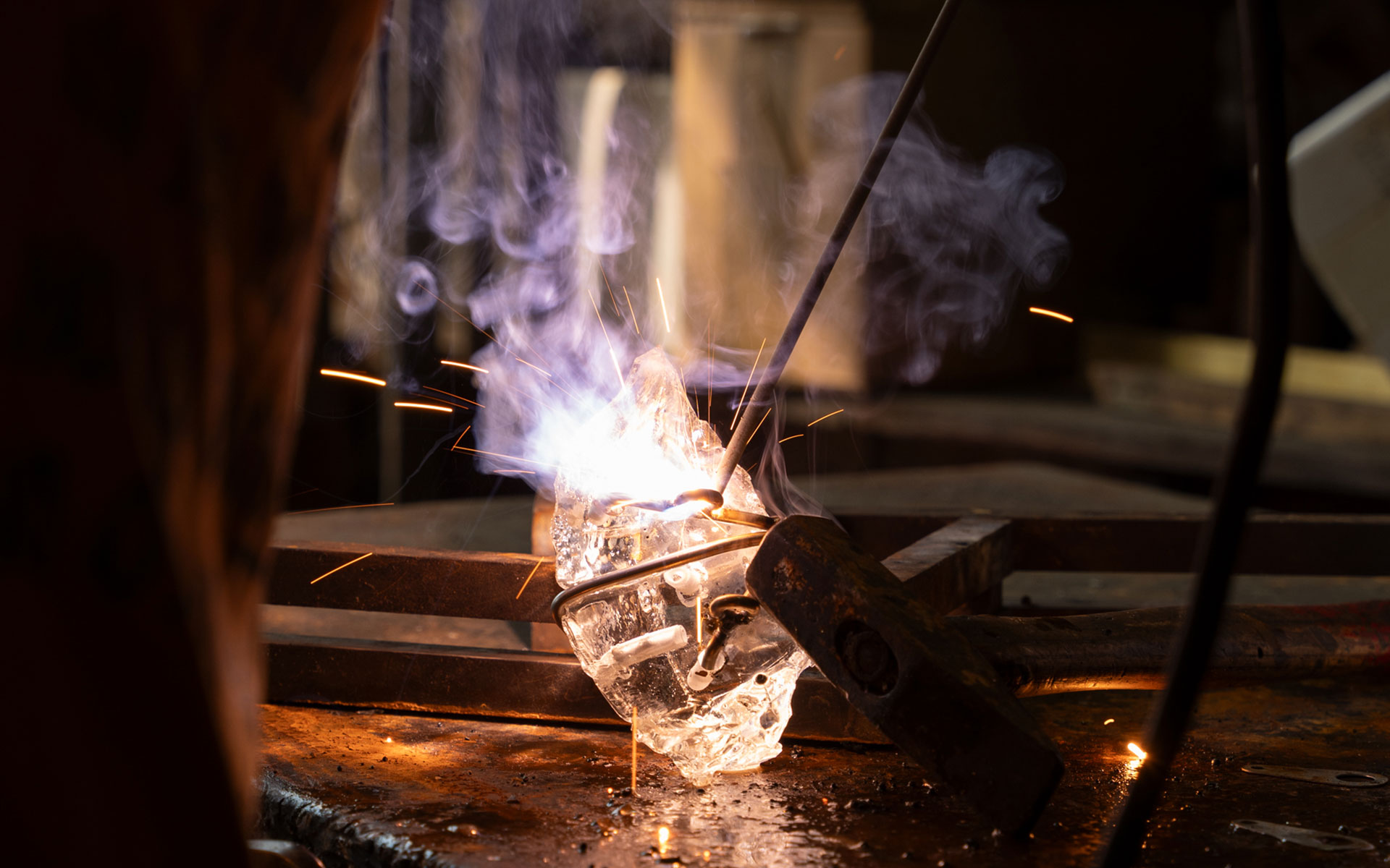 The glass-making process.