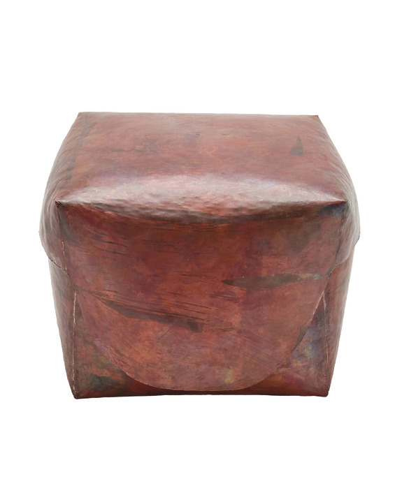 Vintage rectangular copper box with a slightly curved lid and a rustic, weathered surface finish.