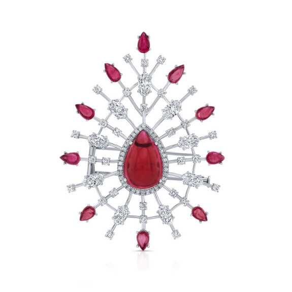 Rahaminov’s diamond and pink tourmaline brooch.