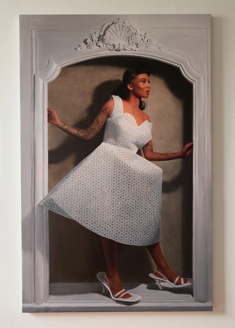 Portrait of chef and activist Sophia Roe as part of Jason Bard Yarmosky's "Timeless Women in New York" exhibition at Bergdorf Goodman.