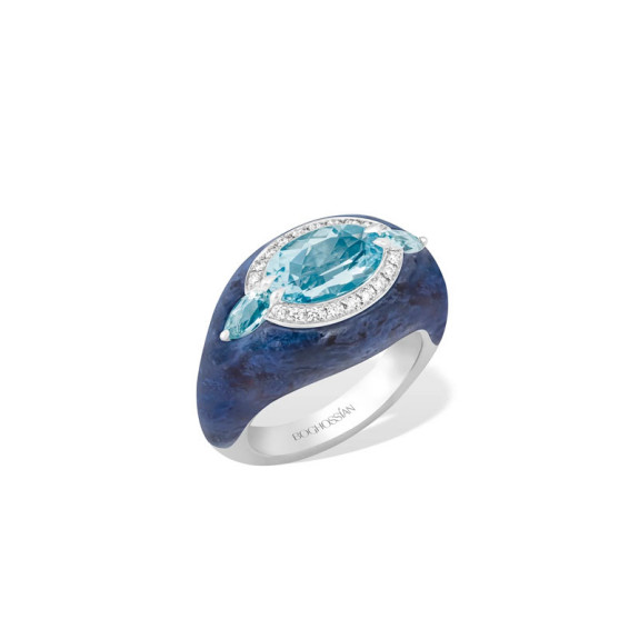 Boghossian Reveal Aquamarine and Dumortierite Ring