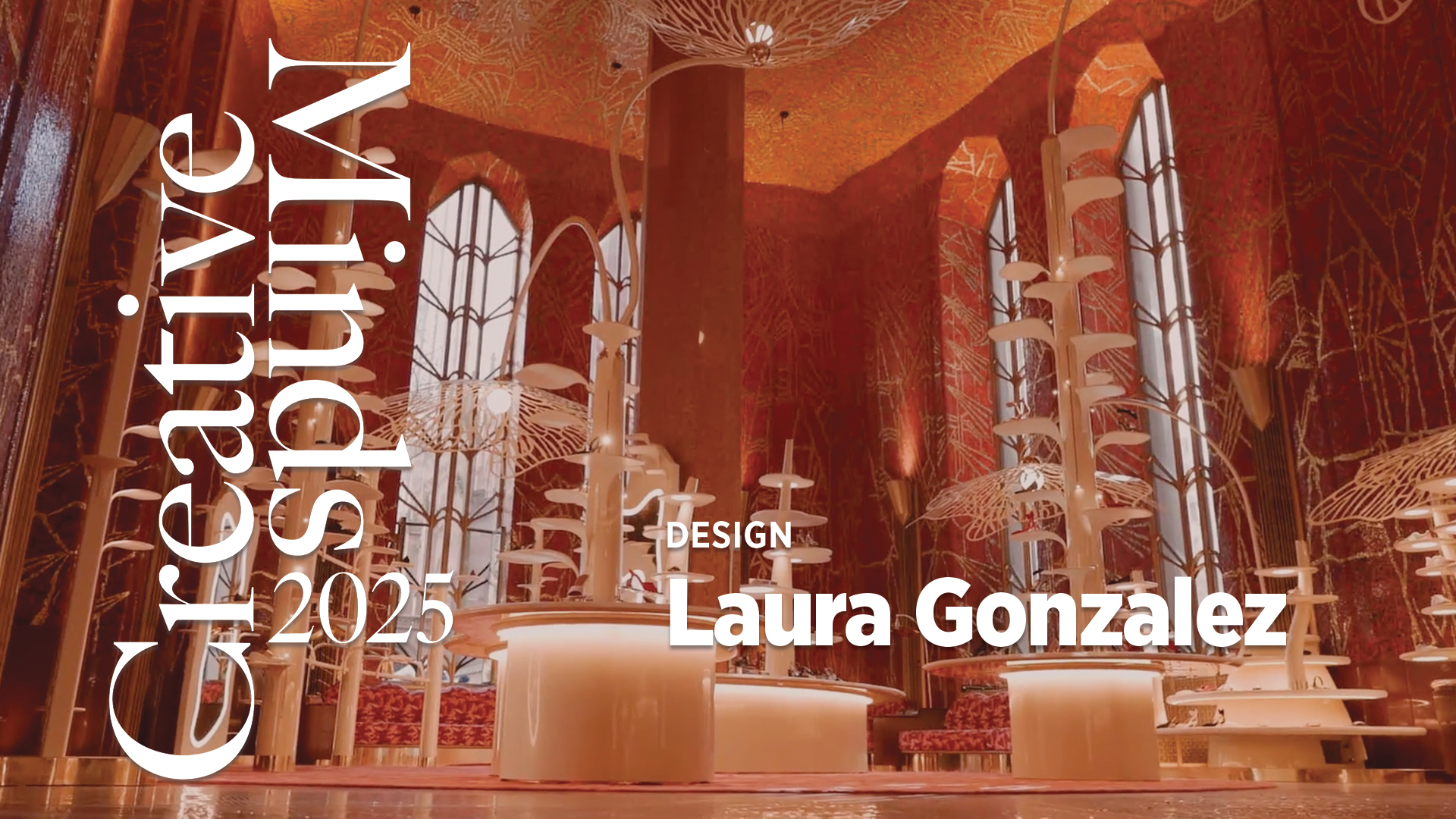 Creative Spain 2025 design by Laura Gonzalez, featuring an ornate interior with tall windows and intricate decorative elements.