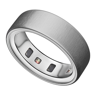 silver smart ring with sensors on the inner surface