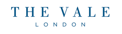 The Vale London logo with blue text on a white background.
