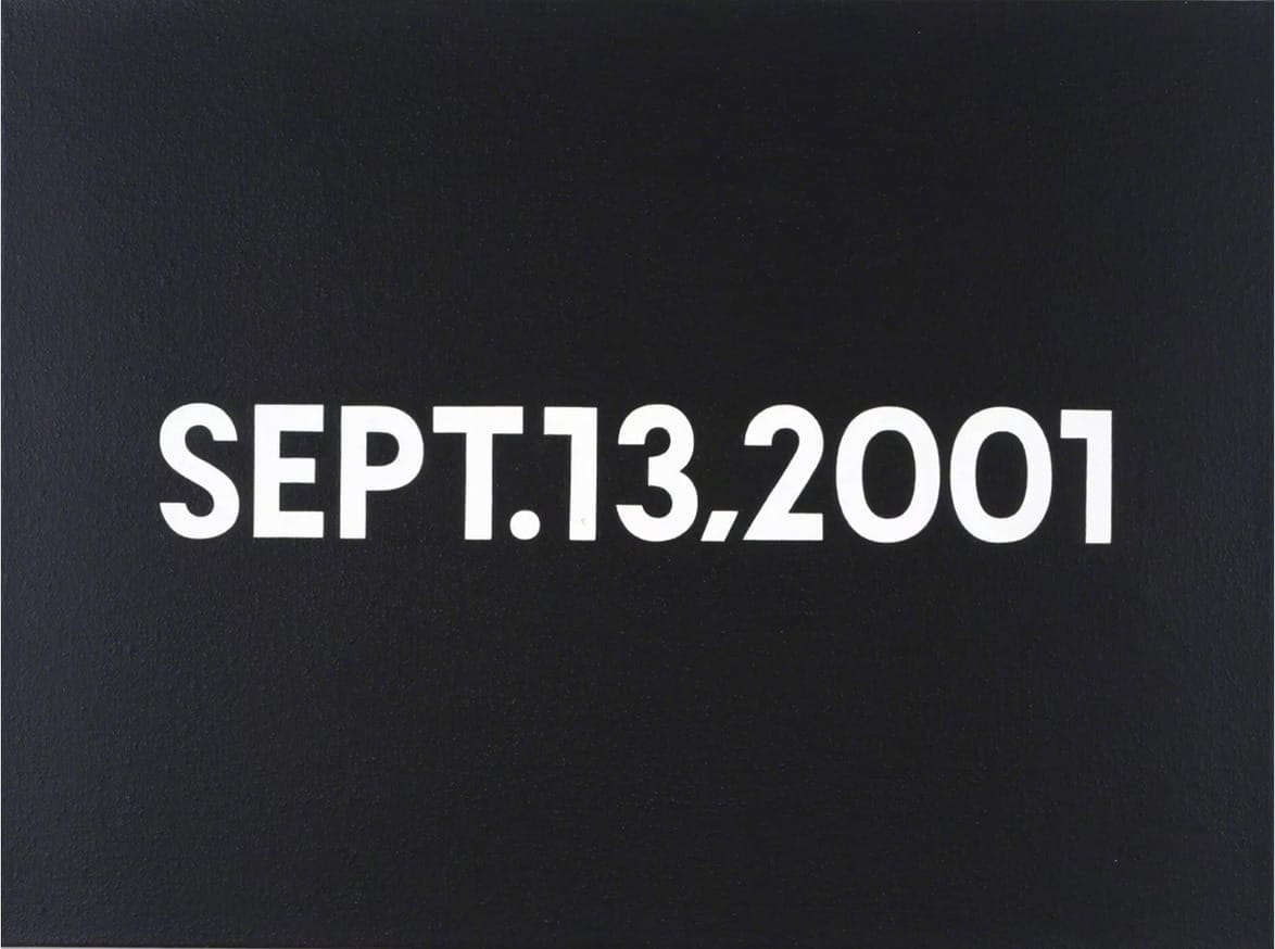 Text "SEPT.13,2001" in bold, white font on a solid black background.