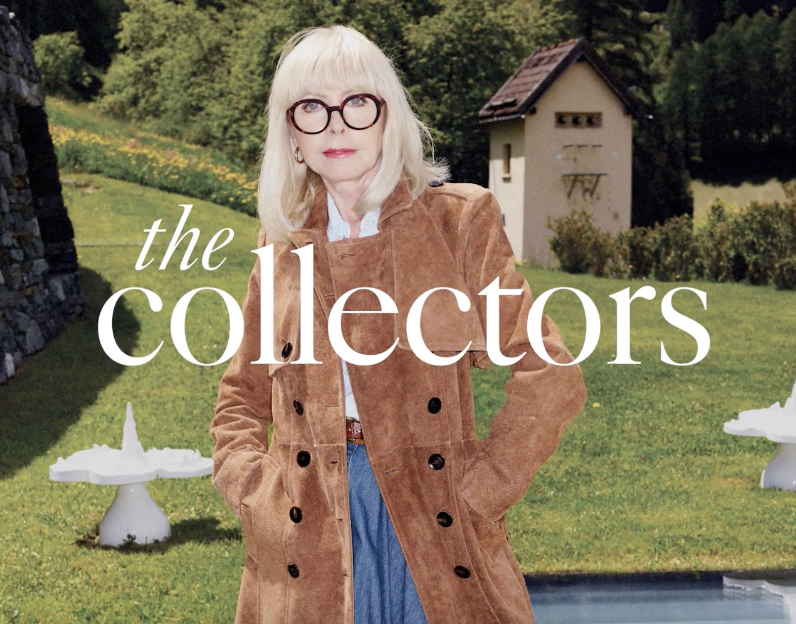 Person in brown coat and glasses standing outdoors with text "the collectors" overlaid on the image.