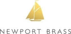 gold sailboat logo above Newport Brass text
