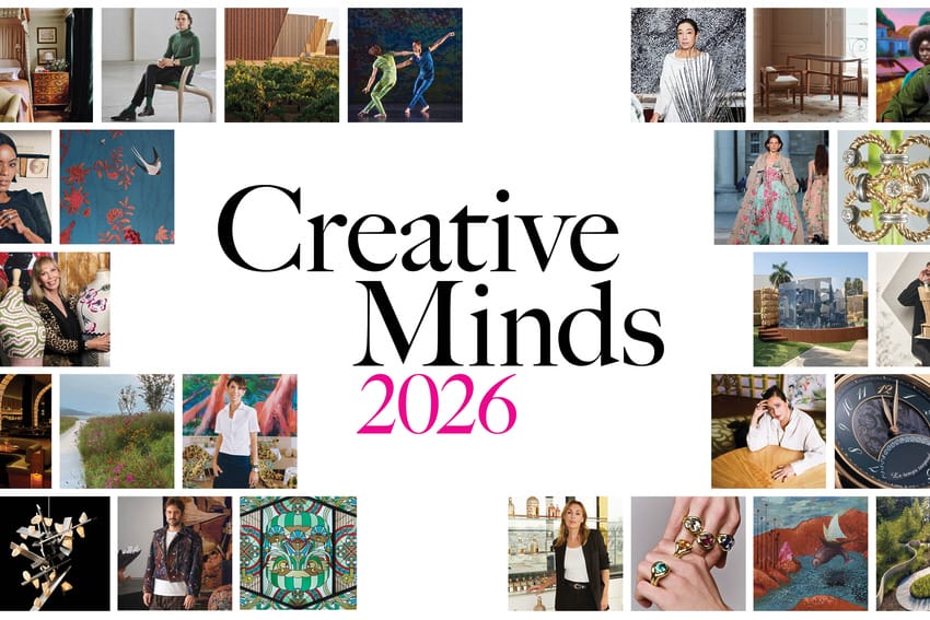 Collage of diverse creative works and people around the text "Creative Minds 2026" showcasing art and innovation.