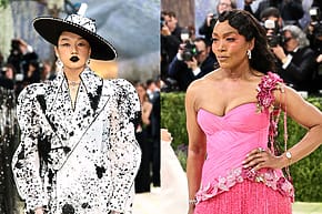 Audrey Nuna and Angela Bassett on the Met Gala red carpet wearing elaborate, fashion-forward looks inspired by famous works of art.